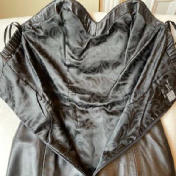 80s Michael Hoban Black Leather Strapless Dress - Picture 8 of 10